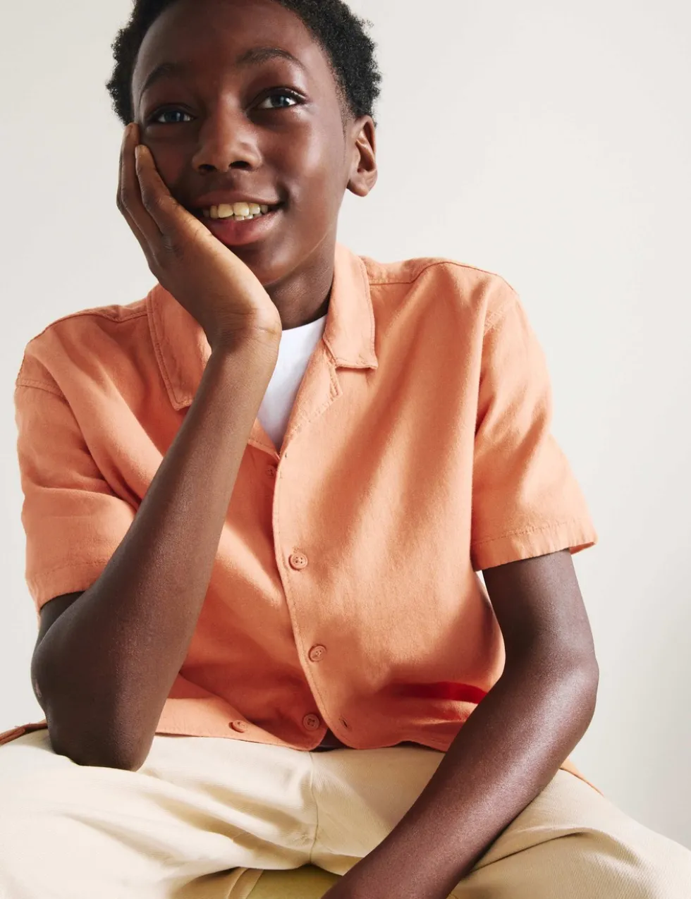 Linen Rich Plain Shirt (6-16 Yrs)