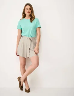 Linen Rich Pleat Front Belted Shorts