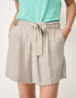 Linen Rich Pleat Front Belted Shorts
