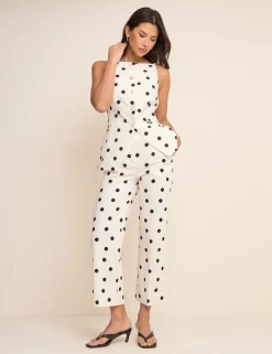 Linen Rich Polka Dot Fitted Waistcoat