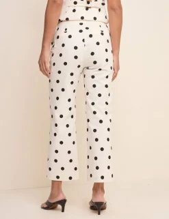 Linen Rich Polka Dot Slim Fit Trousers