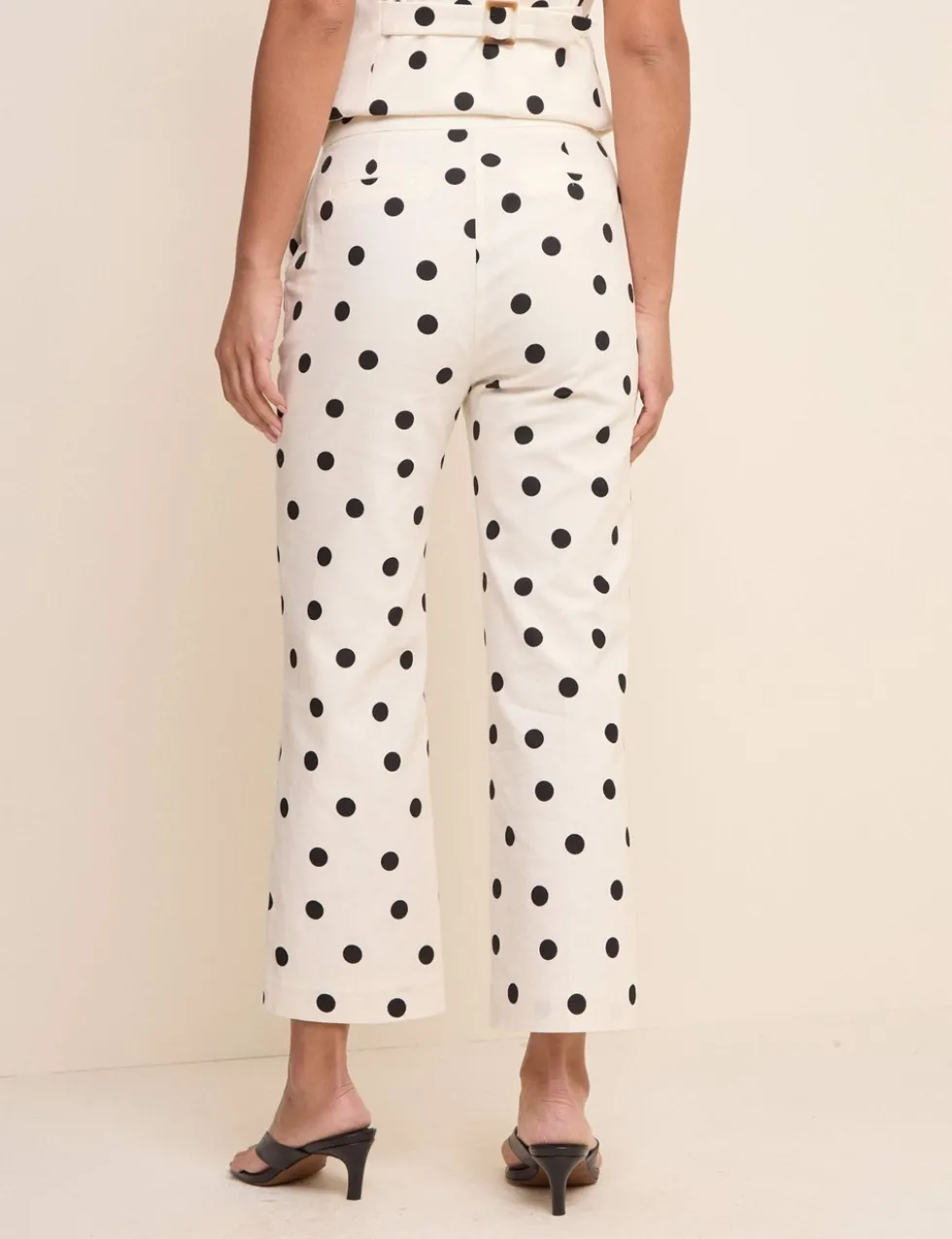 Linen Rich Polka Dot Slim Fit Trousers