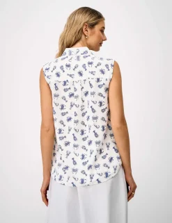 Linen Rich Printed Button Through Shirt