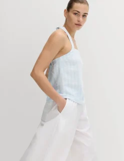 Linen Rich Printed Halter Neck Top