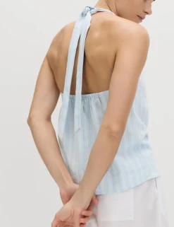 Linen Rich Printed Halter Neck Top