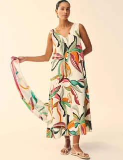 Linen Rich Printed Maxi Dress