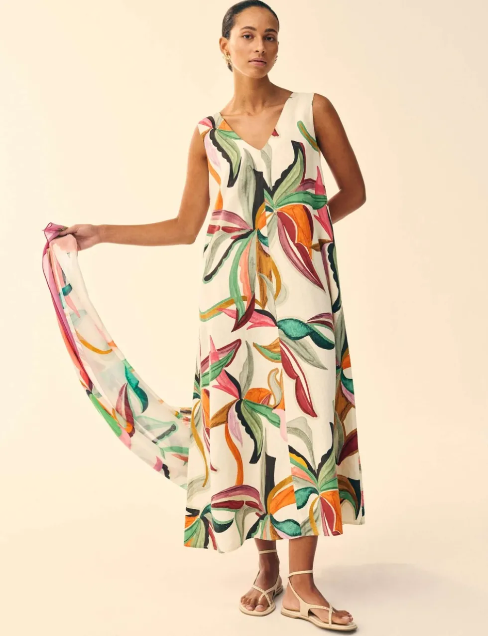 Linen Rich Printed Maxi Dress
