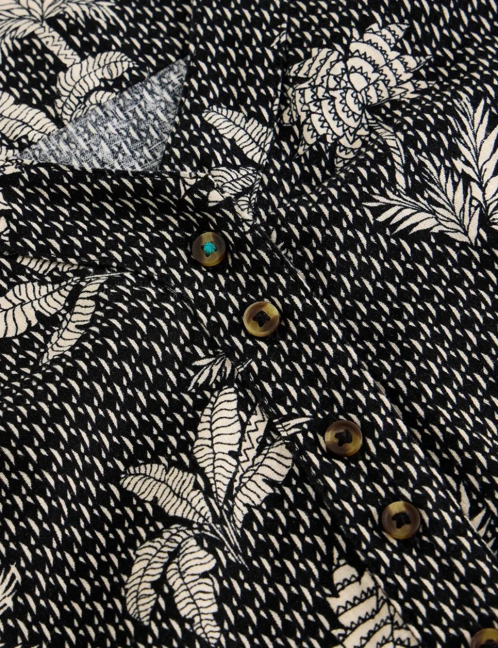 Linen Rich Printed Midi Tea Dress
