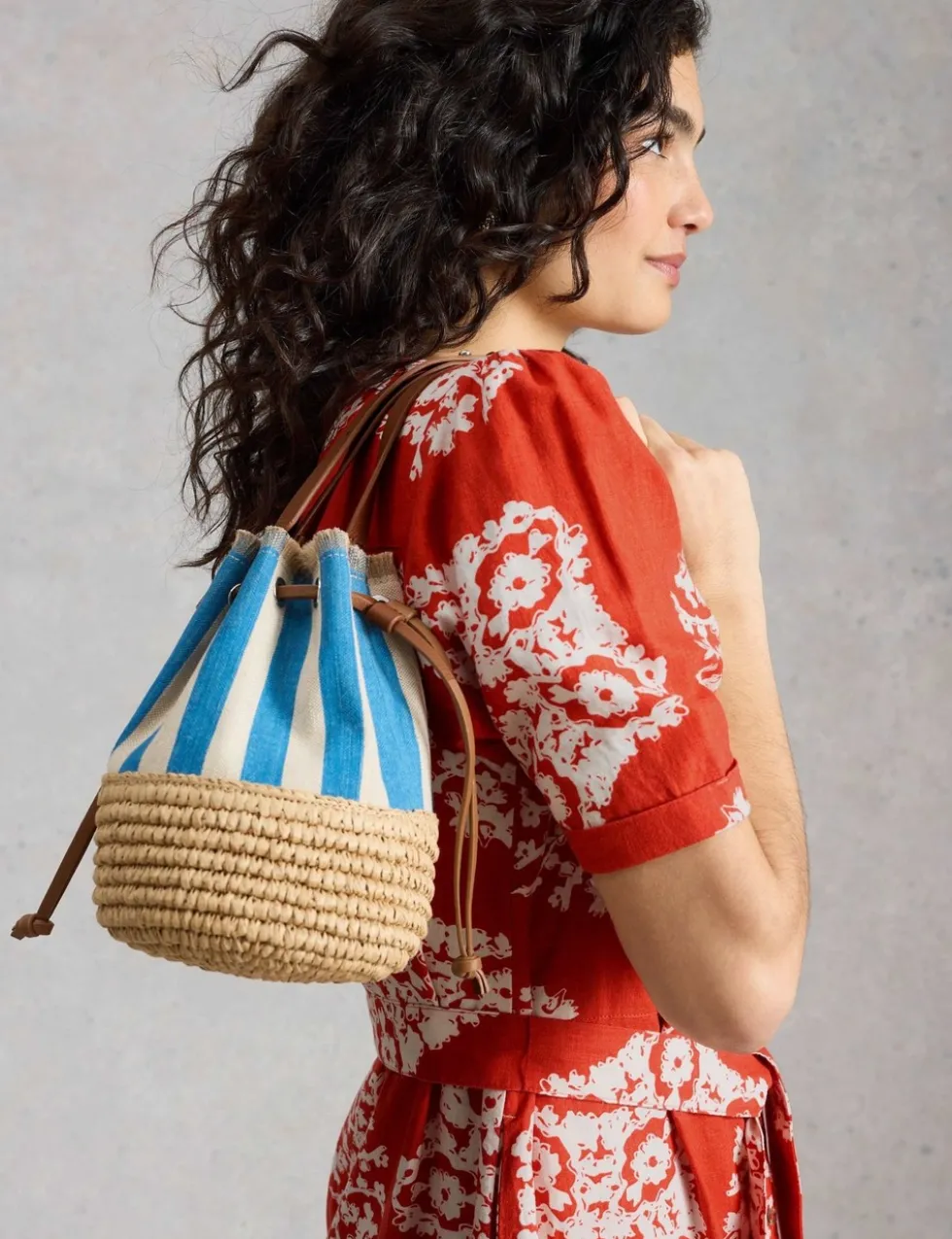Linen Rich Printed Midi Tea Dress