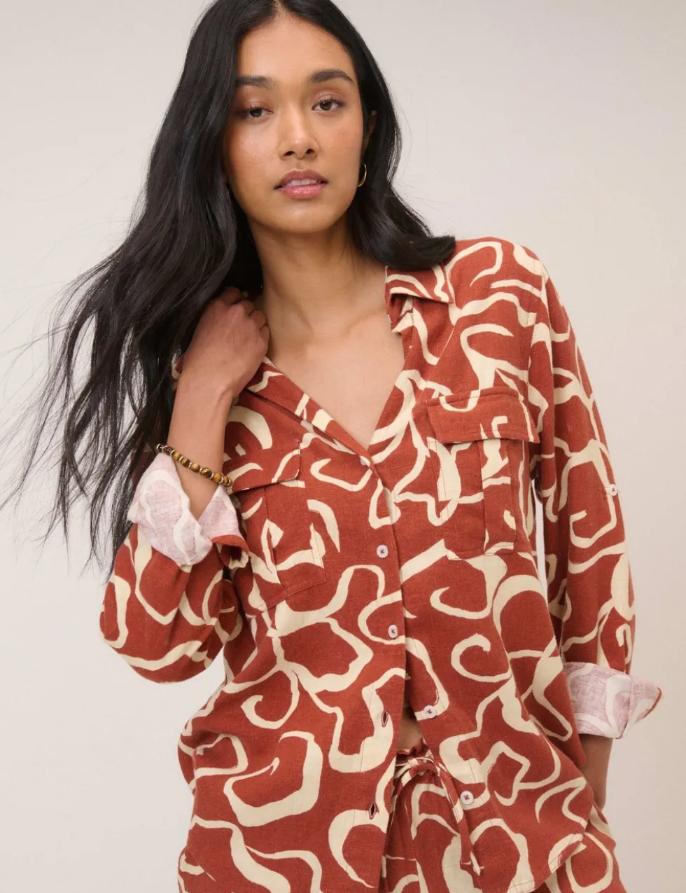 Linen Rich Printed Shirt