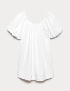 Linen Rich Puff Sleeve Mini Smock Dress