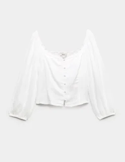 Linen Rich Puff Sleeve Top