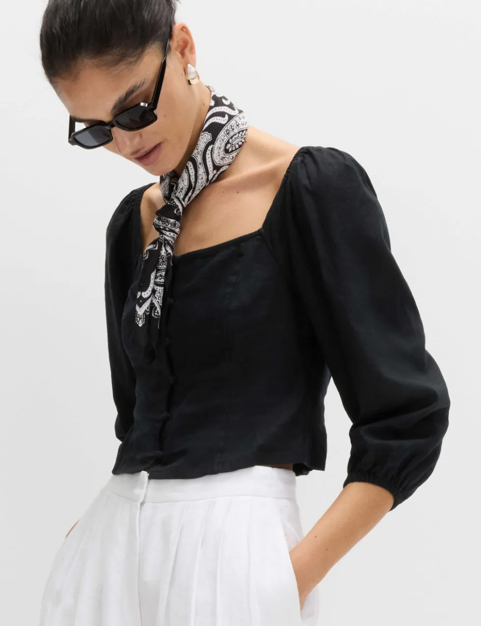 Linen Rich Puff Sleeve Top