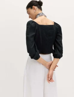 Linen Rich Puff Sleeve Top