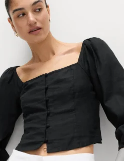Linen Rich Puff Sleeve Top