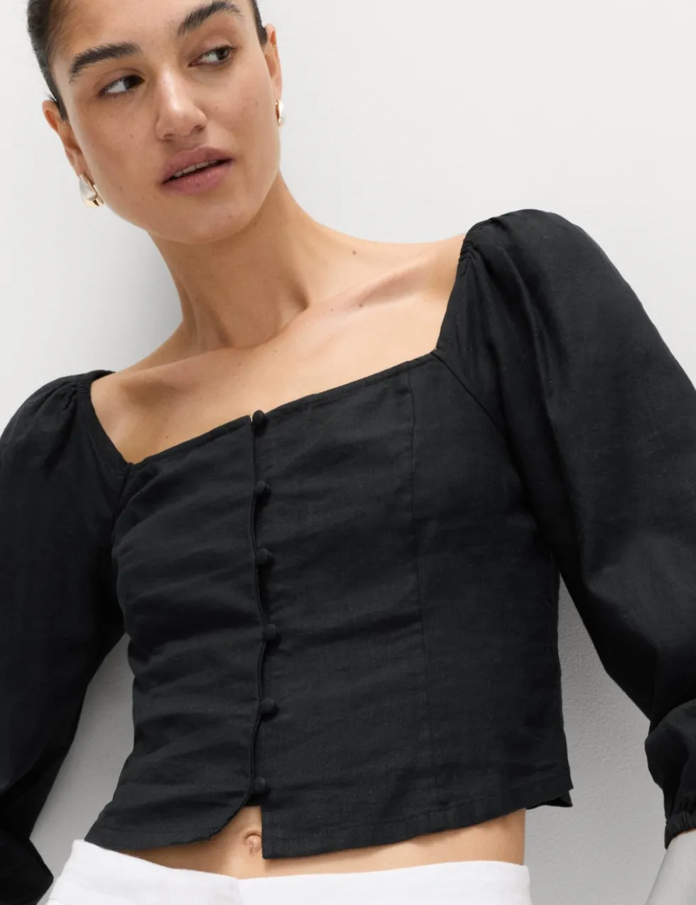 Linen Rich Puff Sleeve Top