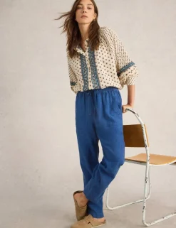 Linen Rich Relaxed Ankle Grazer Trousers