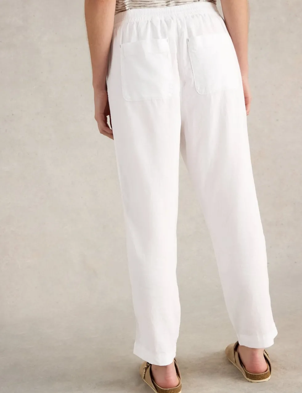Linen Rich Relaxed Ankle Grazer Trousers