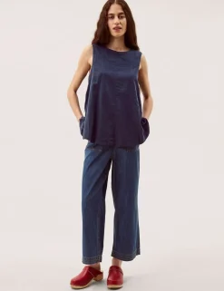 Linen Rich Round Neck Vest Top