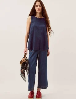 Linen Rich Round Neck Vest Top