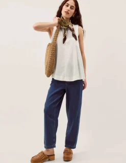 Linen Rich Round Neck Vest Top