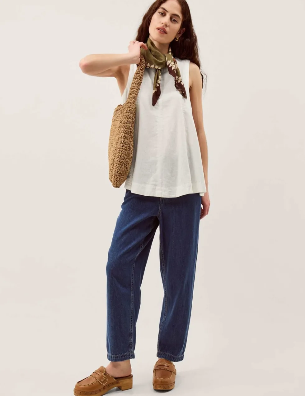 Linen Rich Round Neck Vest Top