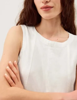 Linen Rich Round Neck Vest Top
