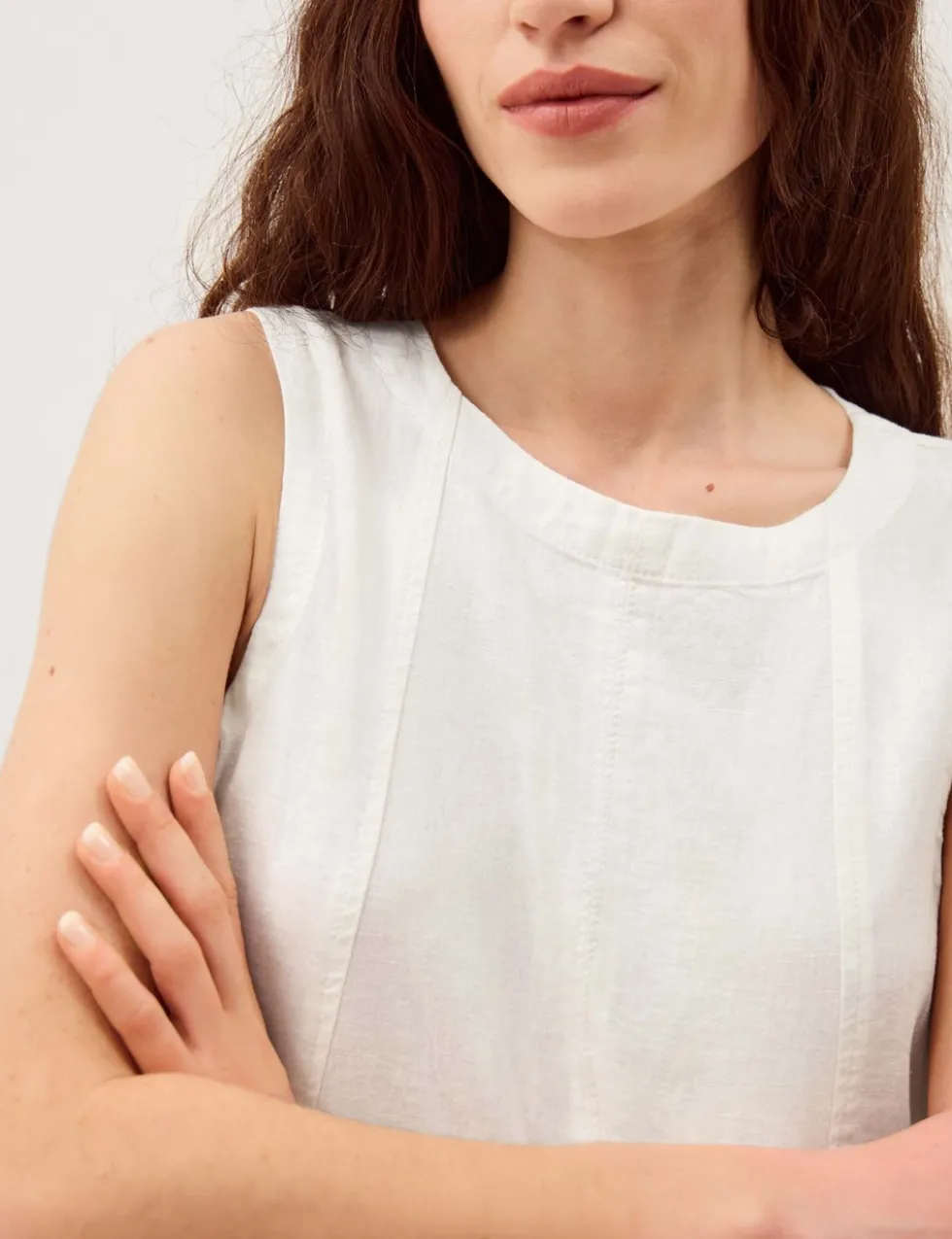 Linen Rich Round Neck Vest Top