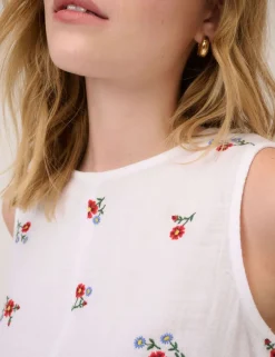 Linen Rich Round Neck Vest Top