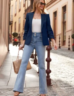Linen Rich Ruched Sleeve Blazer