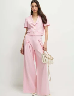 Linen Rich Scallop Collar Short Jacket