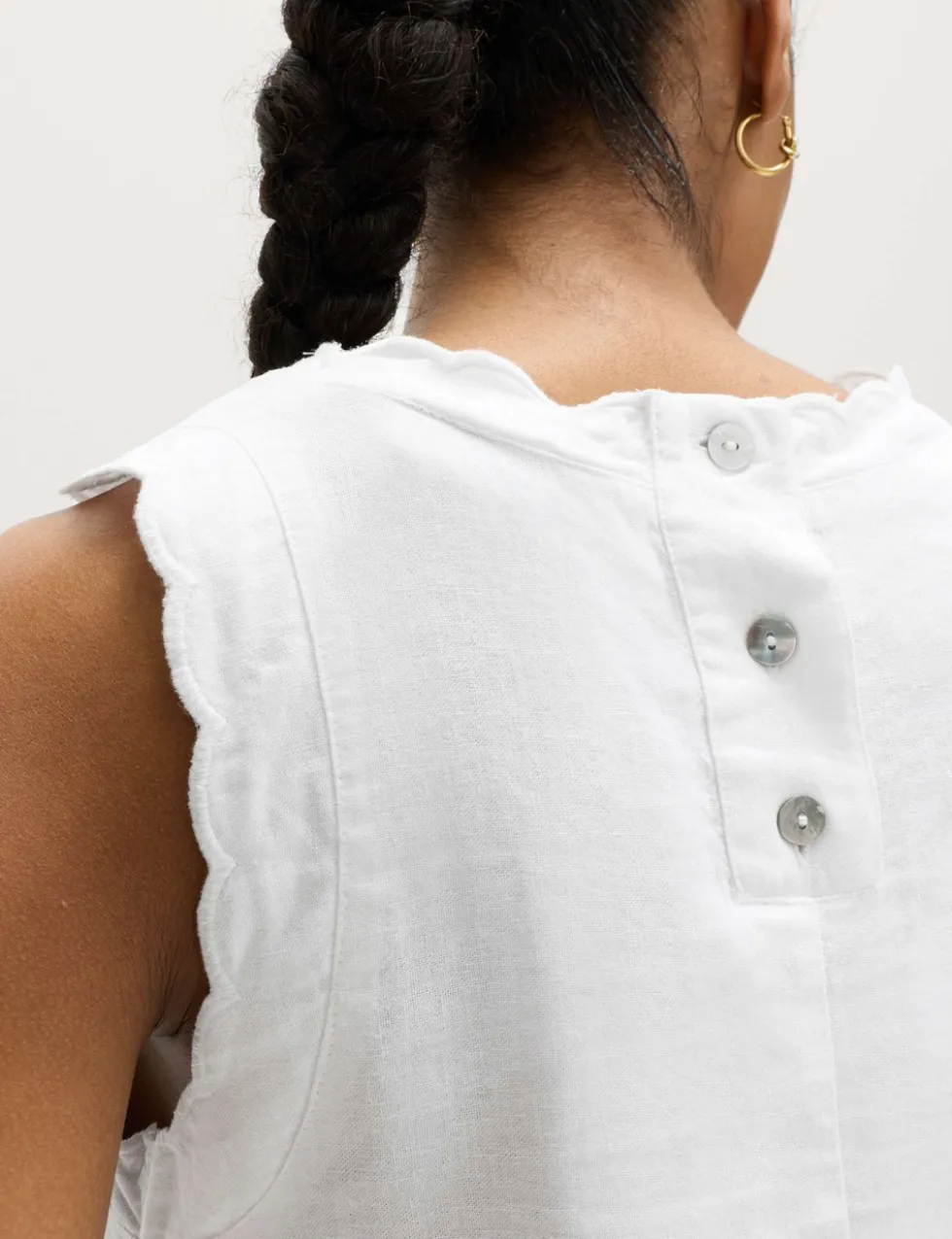 Linen Rich Scallop Mini Shift Dress