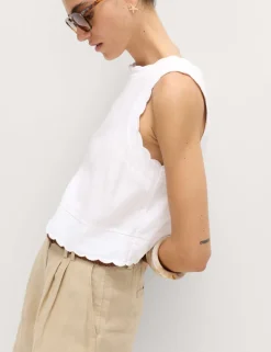 Linen Rich Scallop Vest Top