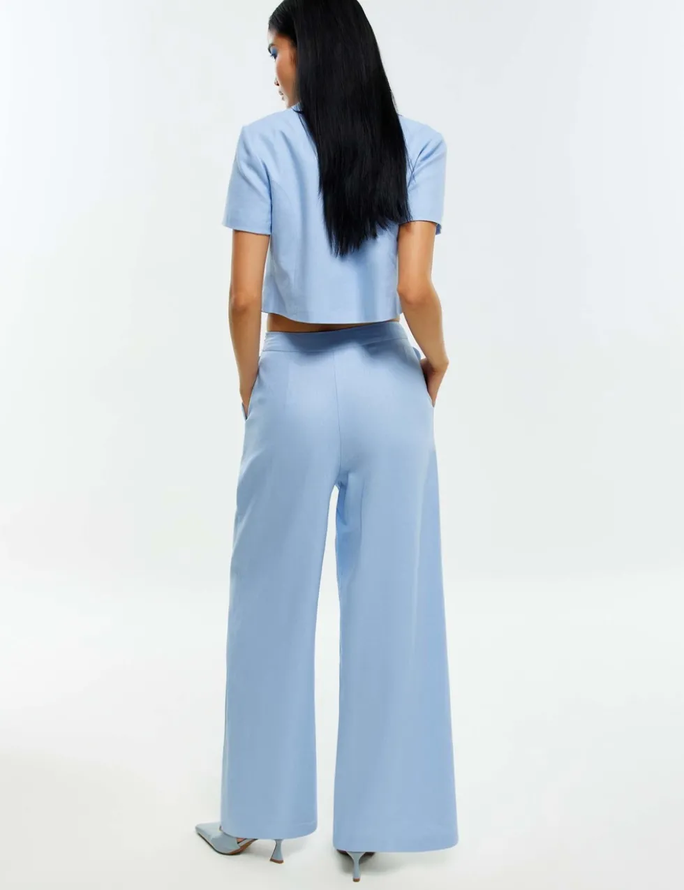 Linen Rich Scallop Wide Leg Trousers