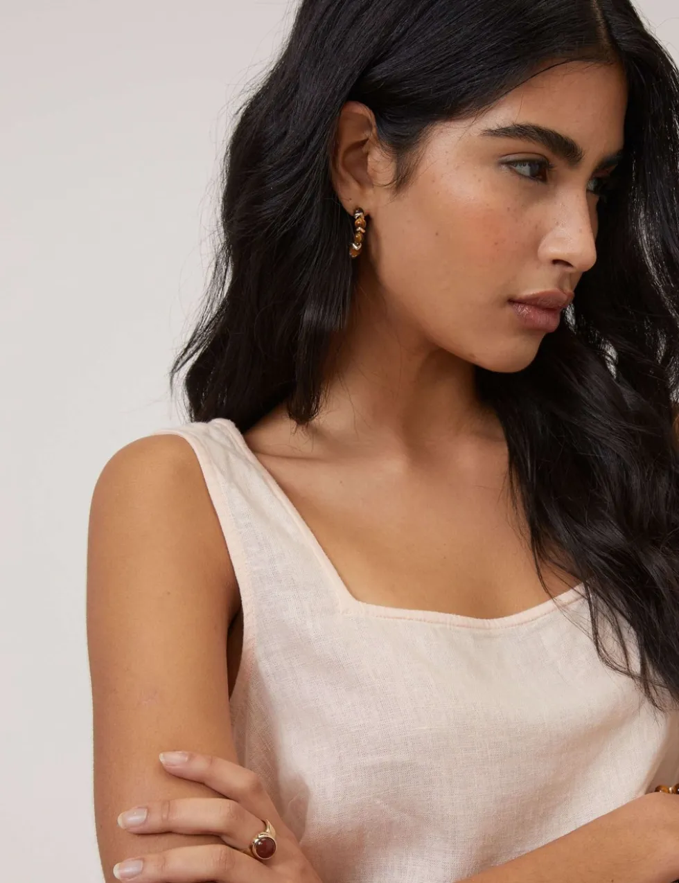 Linen Rich Square Neck Crop Top