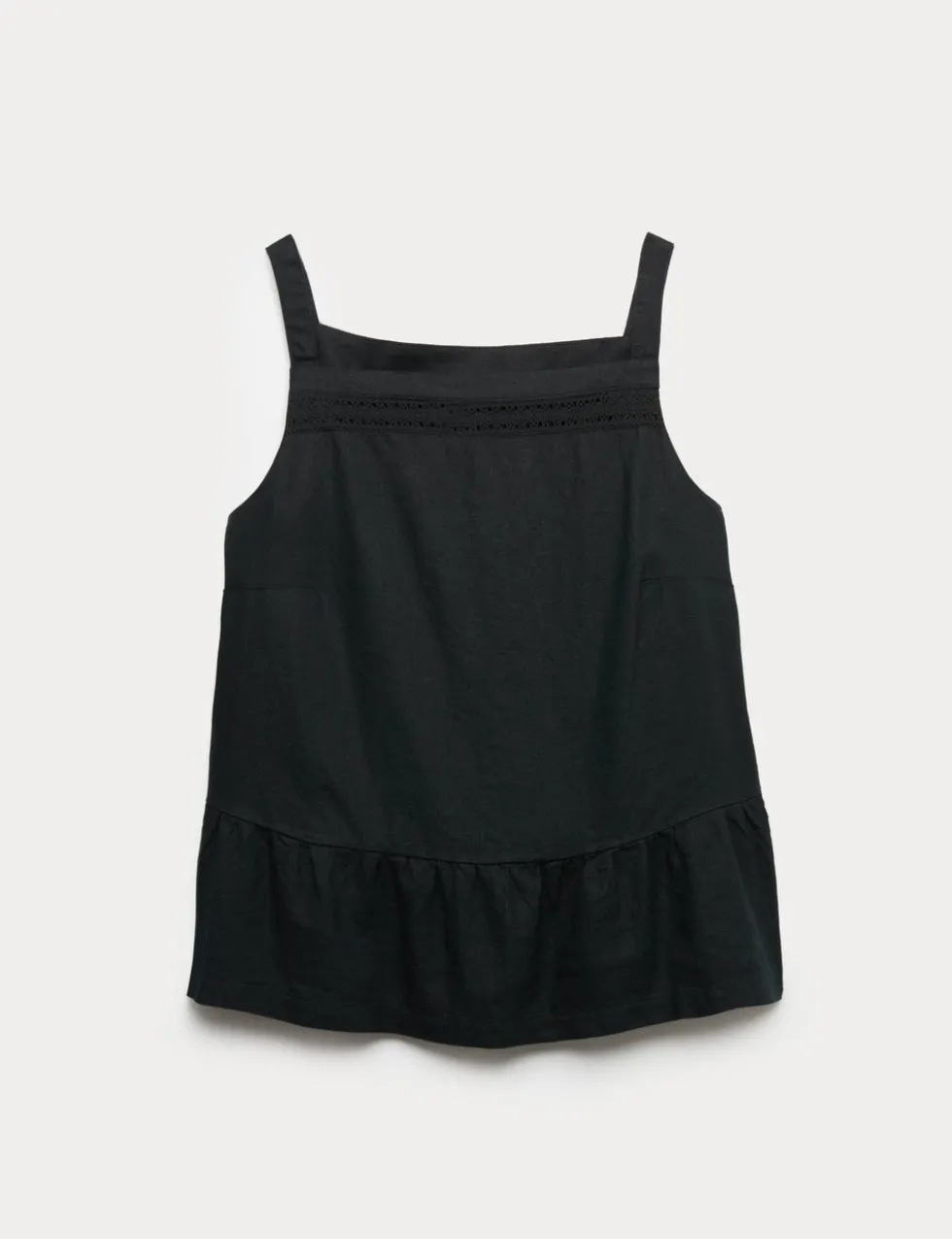 Linen Rich Square Neck Lace Insert Top