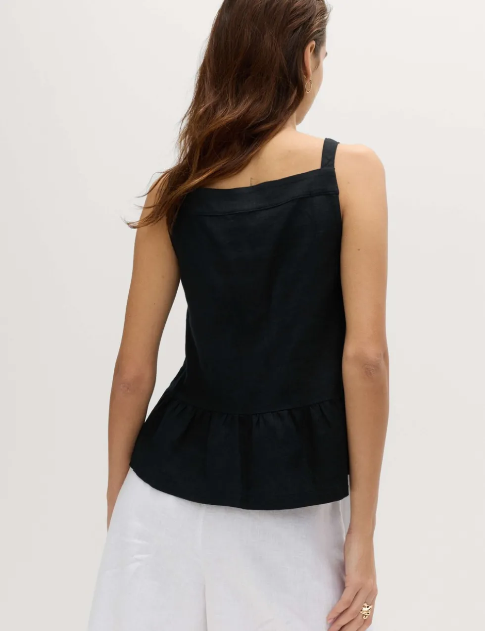 Linen Rich Square Neck Lace Insert Top