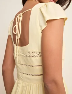 Linen Rich Square Neck Midaxi Skater Dress