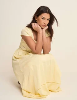Linen Rich Square Neck Midaxi Skater Dress