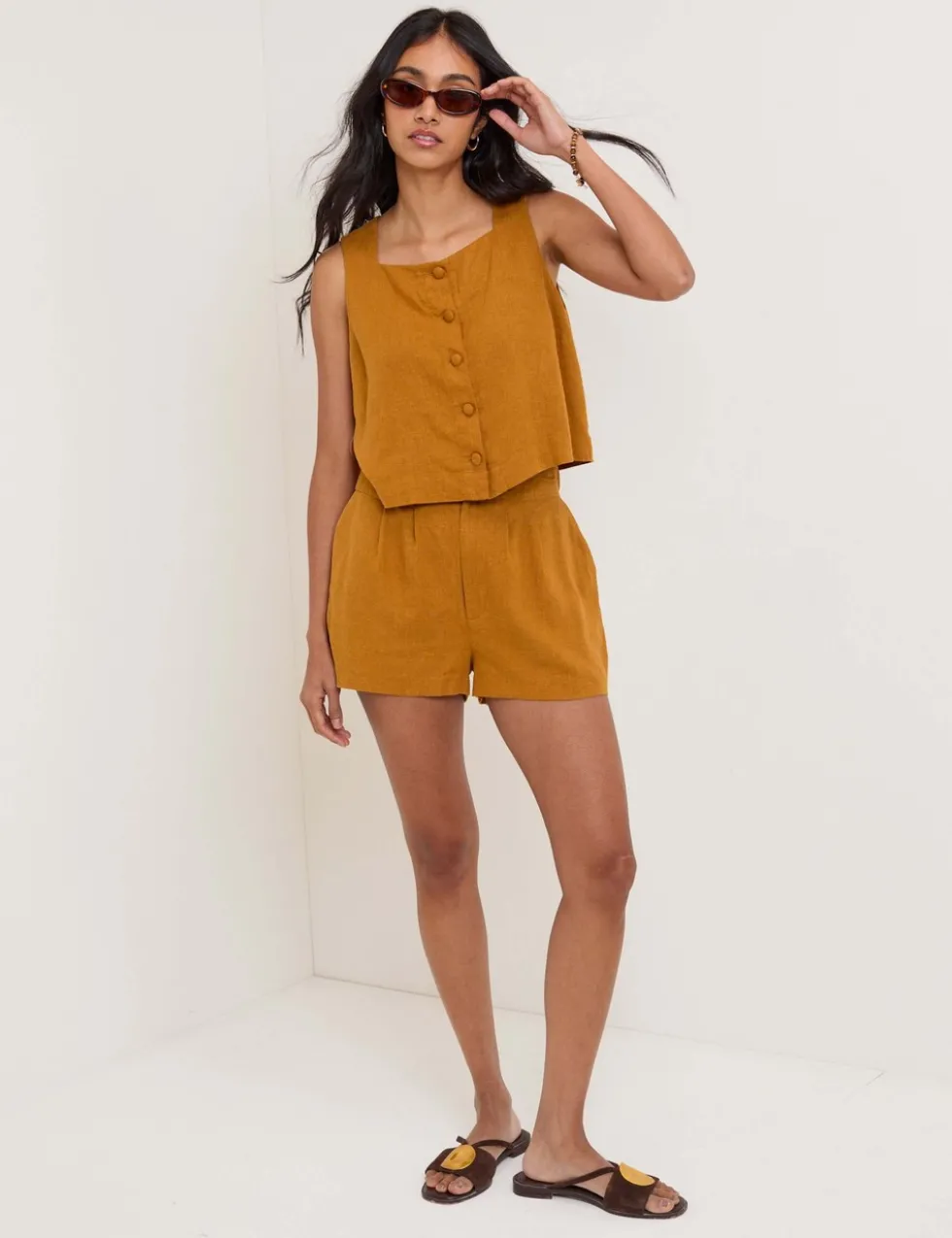 Linen Rich Square Neck Top
