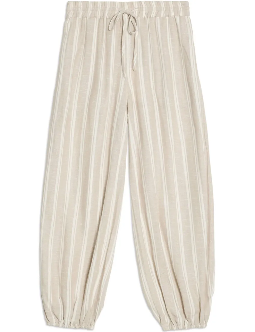 Linen Rich Striped Balloon Trousers