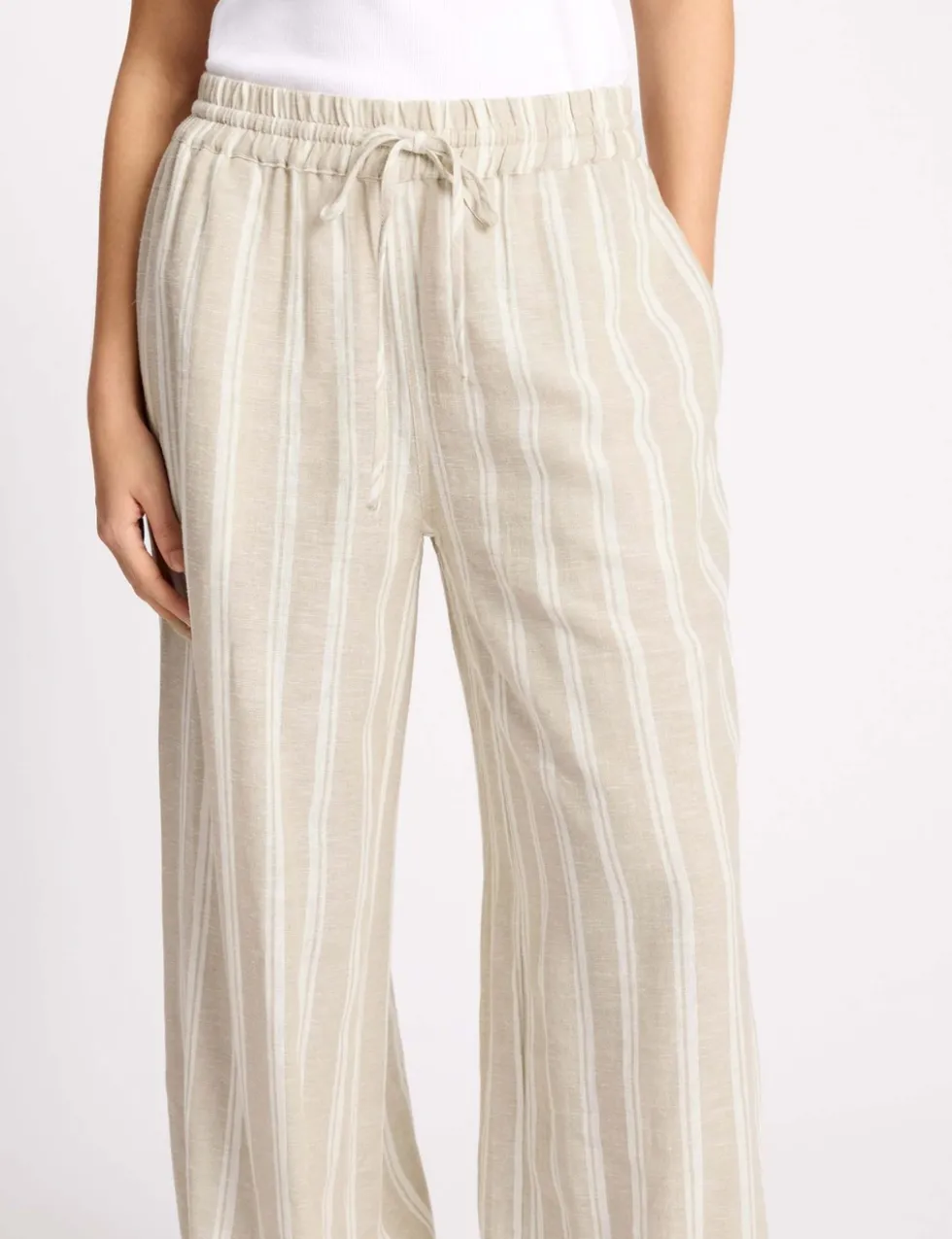 Linen Rich Striped Balloon Trousers