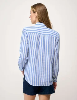 Linen Rich Striped Collared Shirt