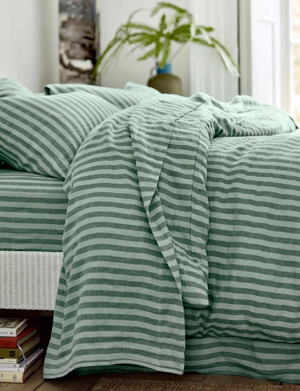Linen Rich Striped Flat Sheet