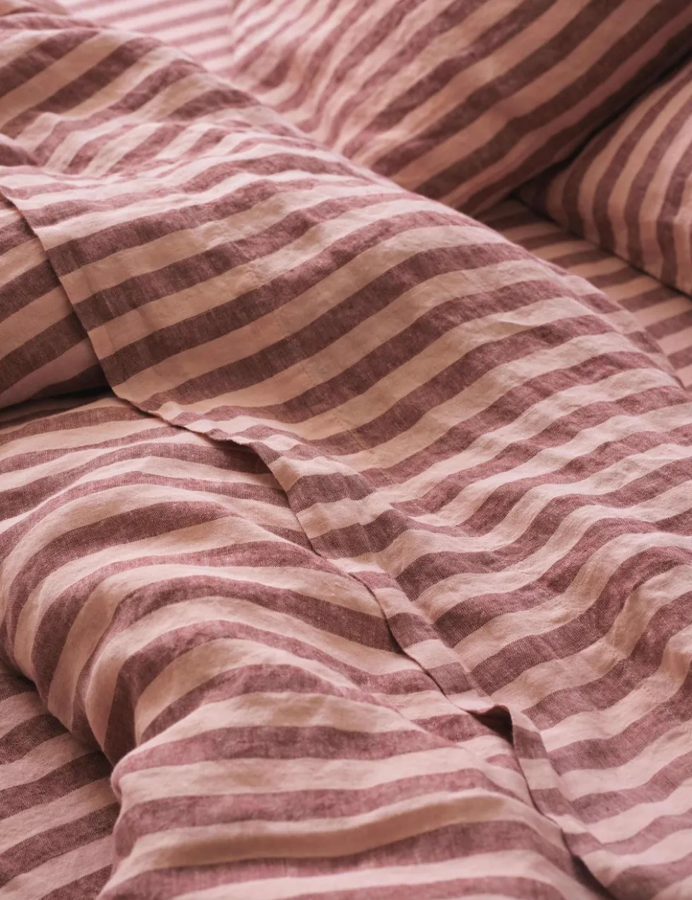 Linen Rich Striped Flat Sheet