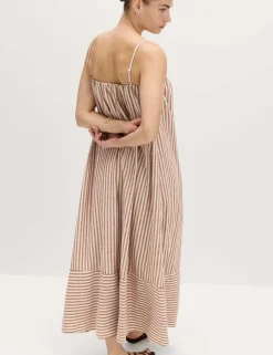 Linen Rich Striped Maxi Slip Dress