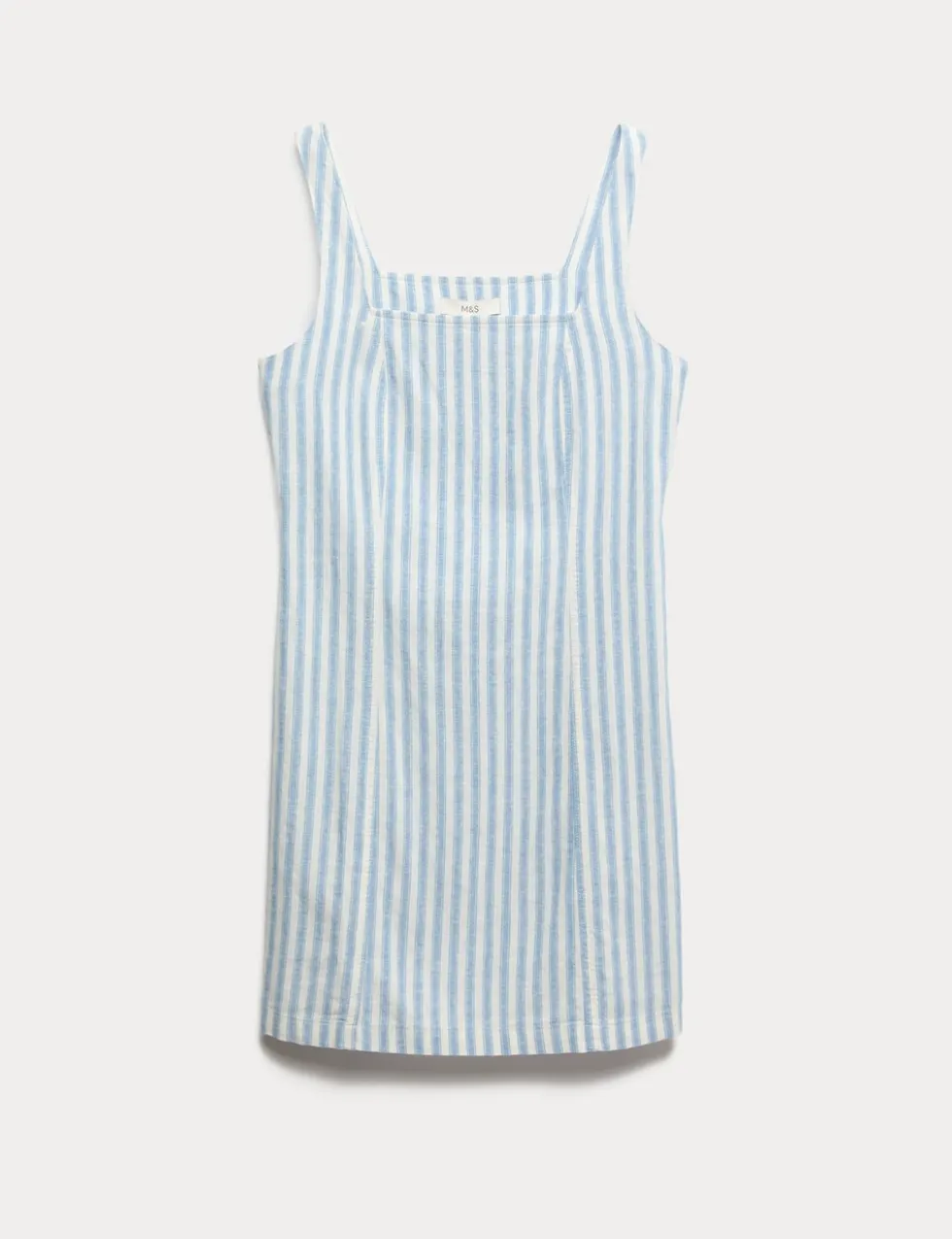 Linen Rich Striped Mini Shift Dress