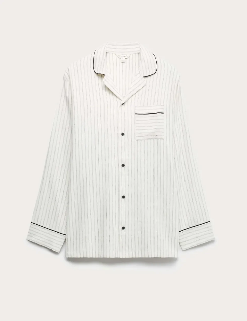 Linen Rich Striped Pyjama Top