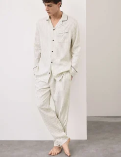 Linen Rich Striped Pyjama Top