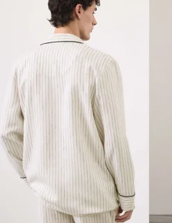 Linen Rich Striped Pyjama Top